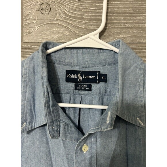 Polo Ralph Lauren Men’s Blare Button Down Sz XL Shirt Blue Long Sleeve Work Pony - Picture 6 of 7